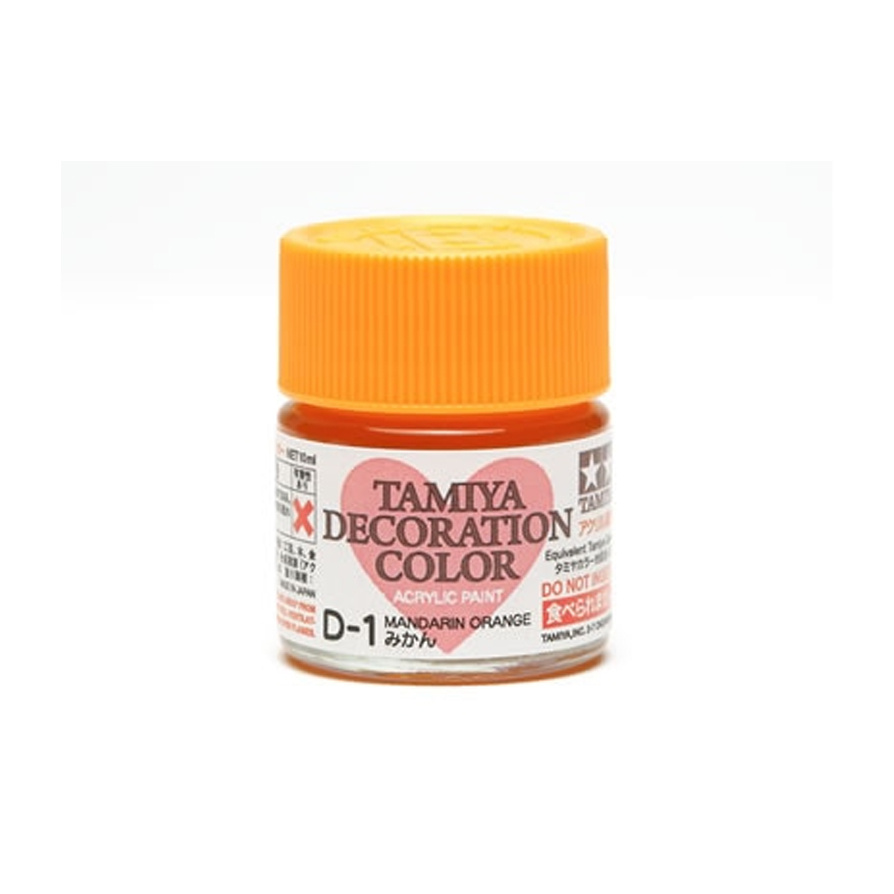 76601 Tamiya Акриловая краска DECORATION D-1 Mandarin Orange (мандариновый оранжевый)