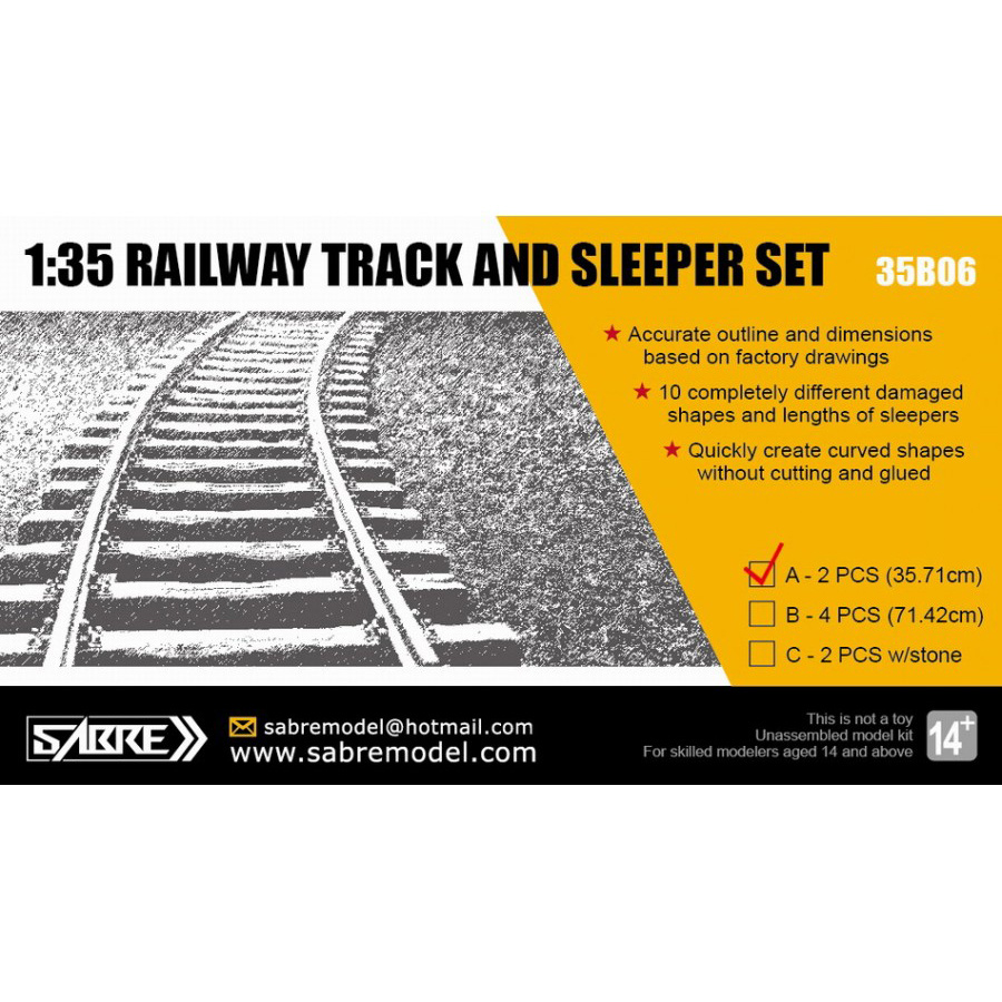 35B06-A Sabre Model 1/35 Set of railway tracks and sleepers (2 pcs.)