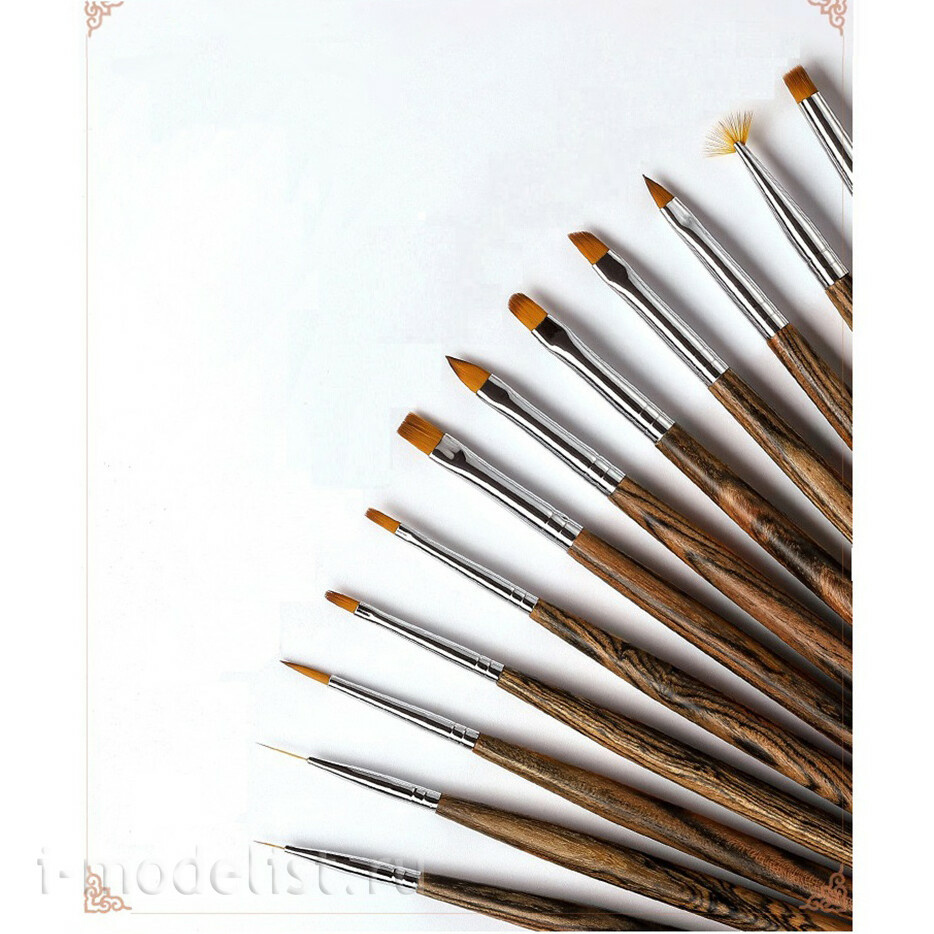 MW-3021 MANWAH Модельная кисть (волокно + соболиный волос, ручка из сандалового дерева)