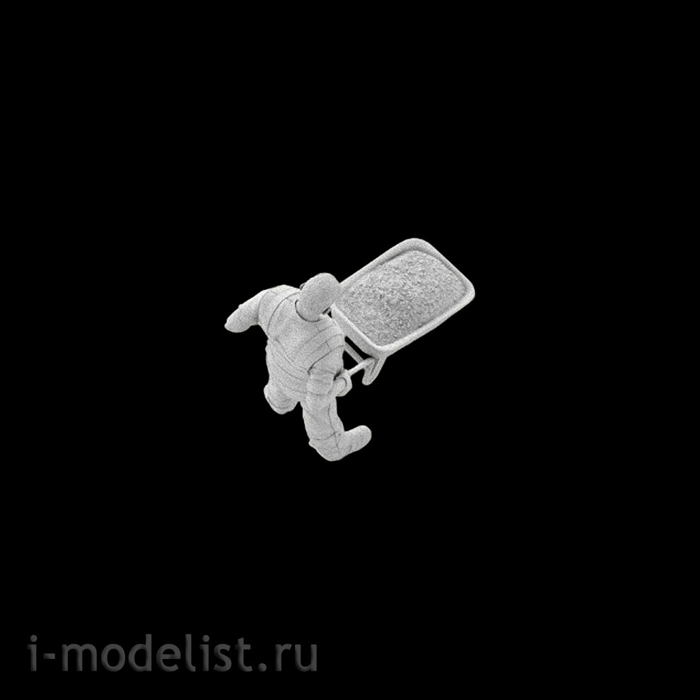im35098 Imodelist 1/35 Figure of a road worker with a trolley for the model 3650 Zvezda