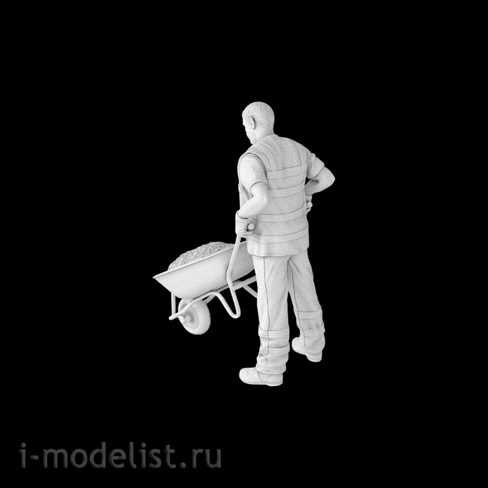 im35098 Imodelist 1/35 Figure of a road worker with a trolley for the model 3650 Zvezda